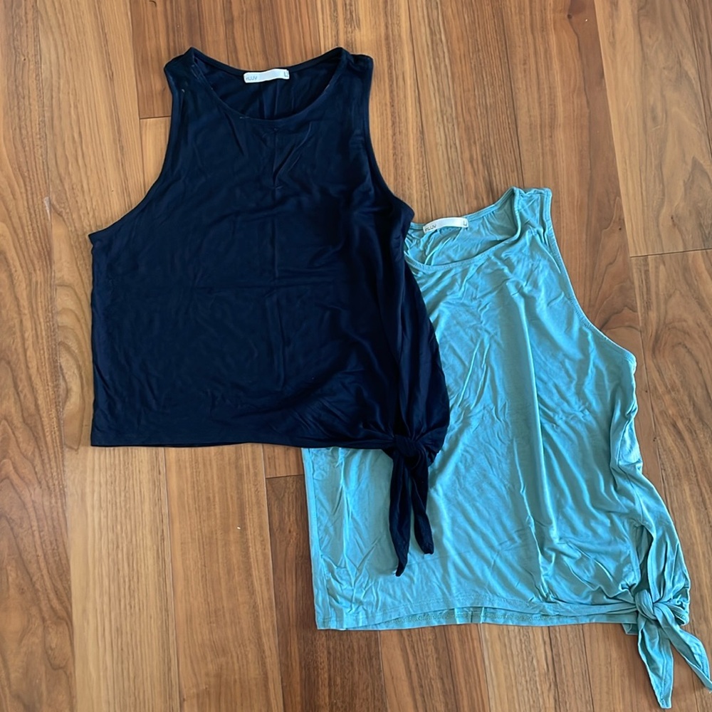 Set of Two Side Tie Workout Tanks Super Soft